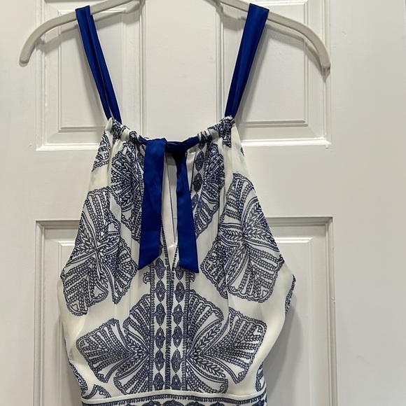 Vince Camuto Halter Style Pattern Maxi Blue and Ivory Dress any Occasion sz.6 - Picture 7 of 13